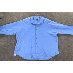 Calvin Klein CK Blue Button Up Long Sleeve Dress Shirt - Men's 22 34/35 Slim Fit